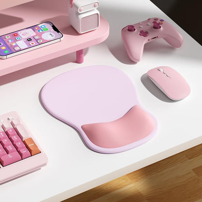Ergonomic Mouse Pad with Wrist Rest,Cute Gel Mousepad Wrist Support - Small Mini Portable for Travel Mouse Pads for Desk Laptop,Computer,Office & Home Decor (Pink&Light Pink)