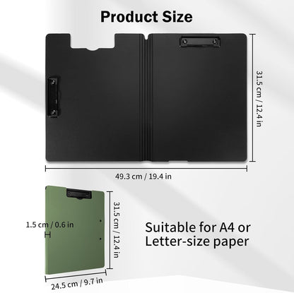 SITHON Foldable Clipboard Folder with Pen Slot, 360° Rotating PP Writing Pad with Dual Low Profile Metal Clips, Durable A4/Letter Size Document Folder for Nurses Classroom Business Office