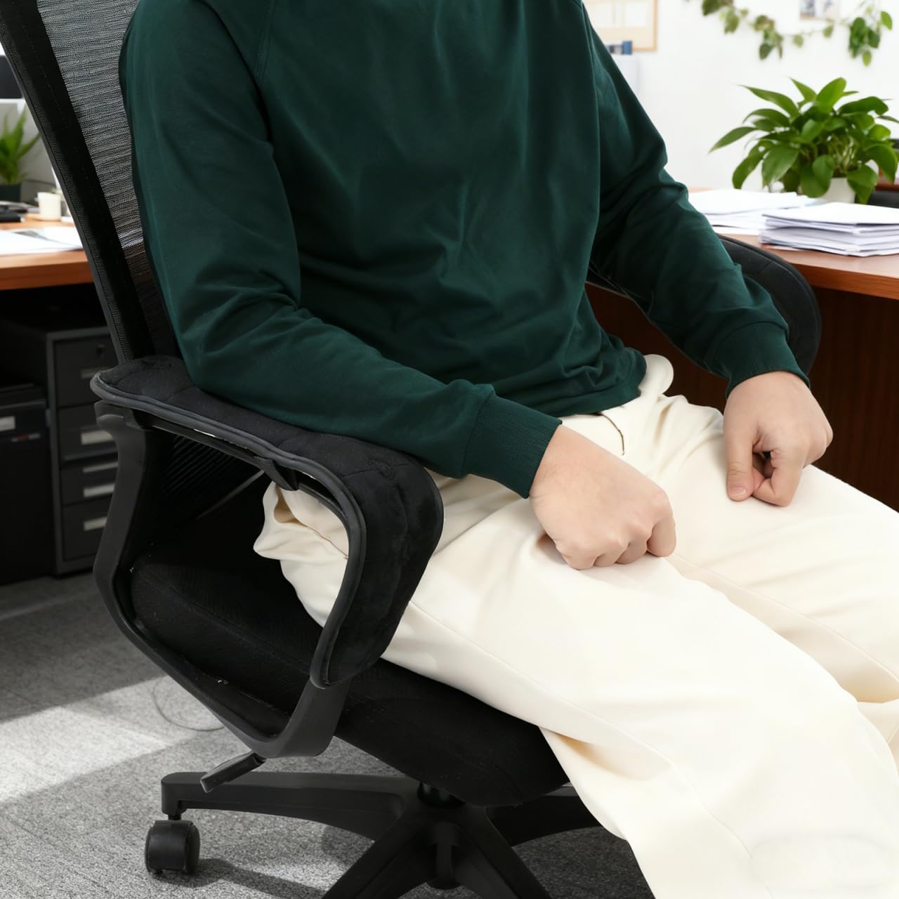 Garneck Chair Armrest Pad Office Gaming Chair Armrest Cushion Pillow Cover Support for Elbow Forearms