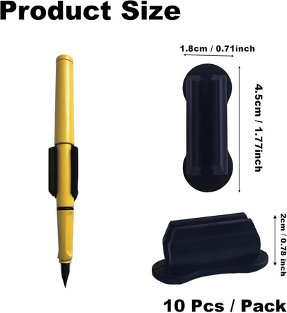 6 Pack Adhesive Pencil Holders for Desk, Silicone Pencil Holder for Classroom, Flexible Pen Holder for Clipboard Stylus Organizer Marker Holder for School Accessories, Teacher Office Supplies (Black)