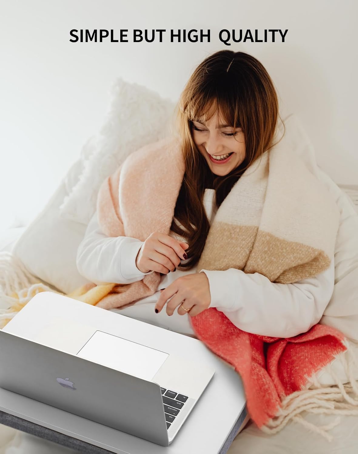 ZEAPTAC Portable Lap Laptop Desk with Pillow Cushion, Fits up to 15.6 inch Laptop, Lap Stand for Bed & Couch & Carpet, Book Tablet/Drawing Board/Computer Laptop Stand - Pink