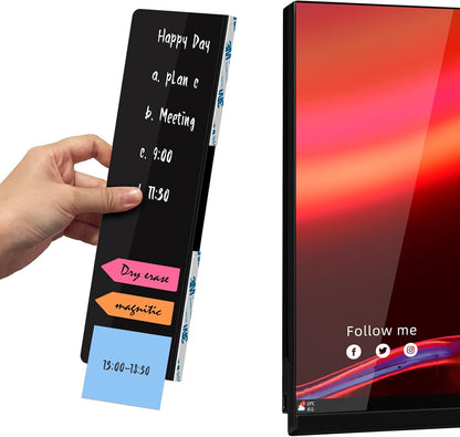 Crpich Large Transparent Memo Board – 13.2" x 3.3", 1 Pack Clear Acrylic Monitor Side Panel with 3M Adhesive, Sticky Note Holder for Office Desk
