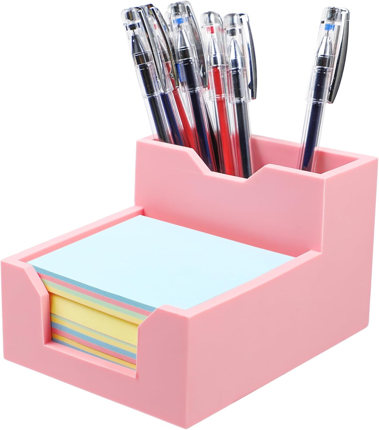 Kamehame Black Sticky Note Holder, Silicone Memo Holder with Pen or Card Slots, Sticky Note Dispenser, Fits 3x3 Inches Sticky Notes