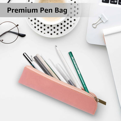 1 Piece Pen Holder Pouch Stationery Bag Portable Organizer Compact Premium Faux Leather Storage for Business Person