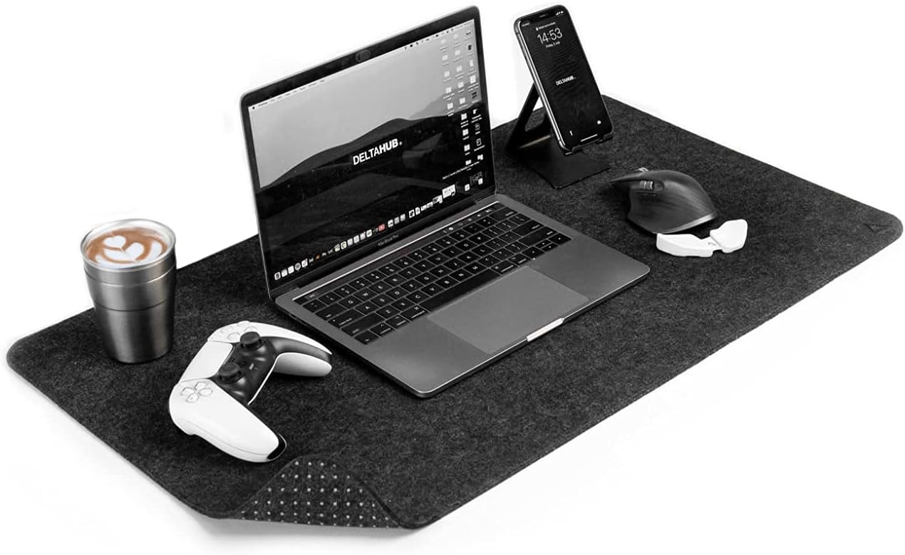 DELTAHUB - Minimalistic Felt Desk Protective Pad, Anti-Fray, Anti-Slip, Easy to Clean, Easy Glide, Long Lasting, Sleek Design, Comfortable, Resistant, Desk Mat, PC, Mac, Laptop - Medium (12x35inch)
