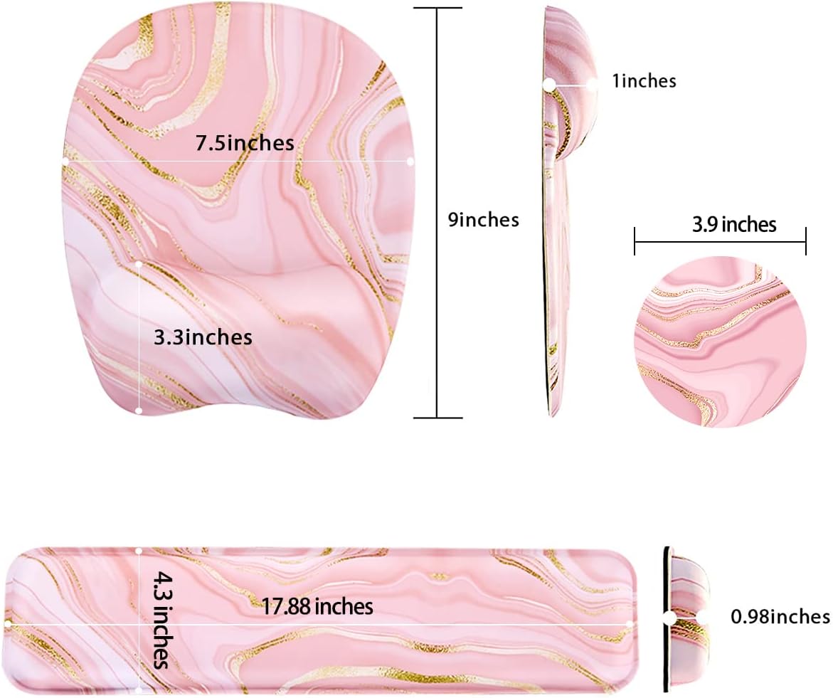 WB WEIRDBEAST Keyboard Wrist Rest Large Mouse Pad Wrist Support for Computer, 4 in 1 Memory Foam Keyboard Pad Desk Mat Ergonomic Hand Rest Wrist Cushion for Home Office Gaming-Pink