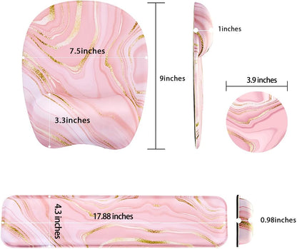 WB WEIRDBEAST Keyboard Wrist Rest Large Mouse Pad Wrist Support for Computer, 4 in 1 Memory Foam Keyboard Pad Desk Mat Ergonomic Hand Rest Wrist Cushion for Home Office Gaming-Pink