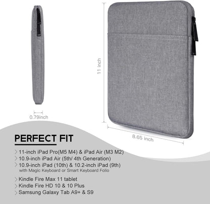 9-11 inch Tablet Sleeve Case for Fire Max 11 Tablet/Kindle Fire HD 10 Plus 10.1", iPad Pro M5 M4 /A16 11-in, iPad Air M2 M3 M4, 10.2 10.5 10.9 iPad Air, Galaxy Tab A9+ Plus, Fit Magic Keyboard -Purple