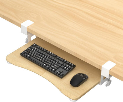 suptek Keyboard Tray Under Desk Pull Out with C Clamp Mount, Computer Keyboard & Mouse Tray, 25.6 (30 Including Clamps) x 11.8 inch Slide-Out Platform Computer Drawer for Typing, Black, DSF1