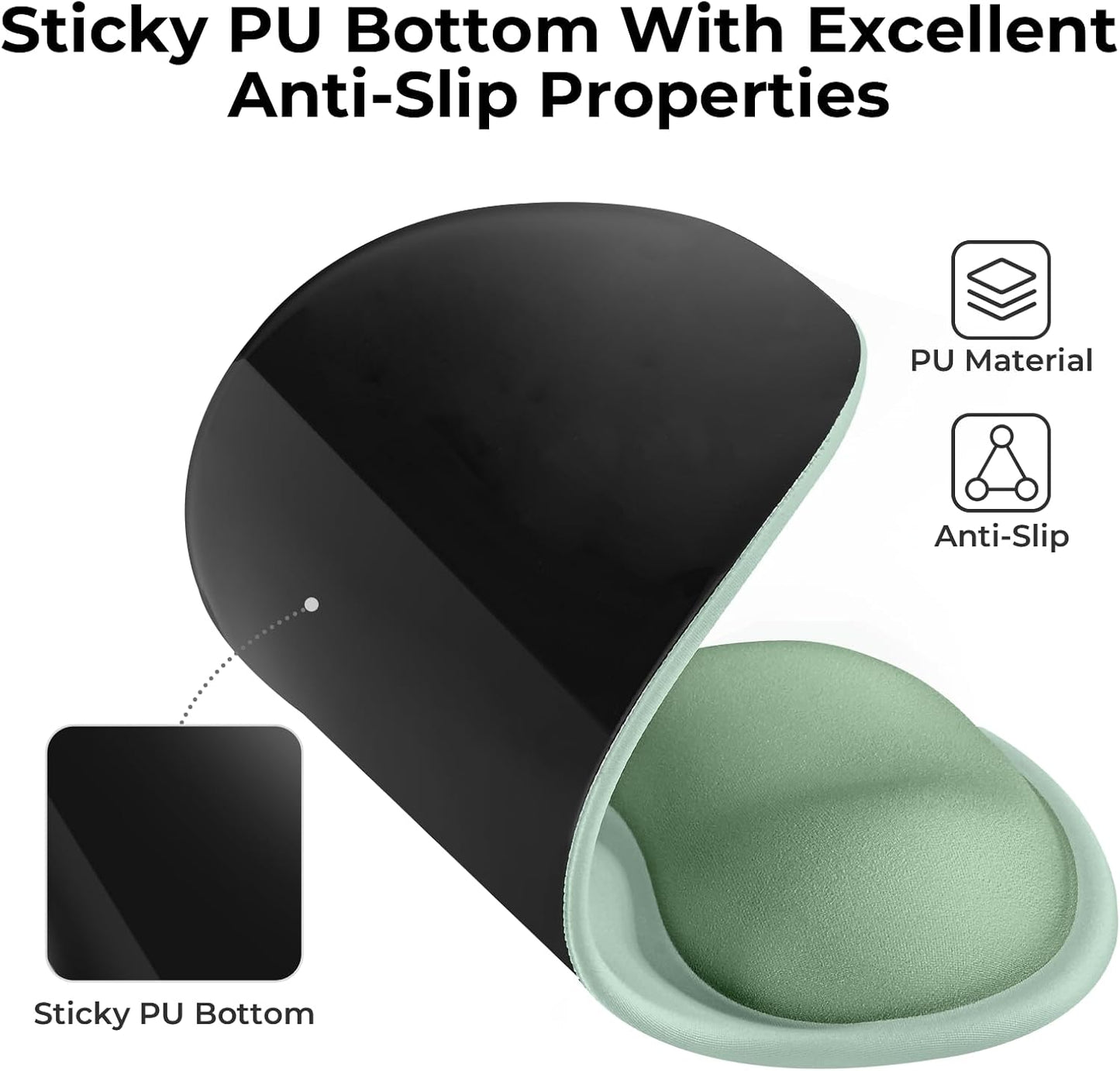 EooCoo Ergonomic Mouse Pad with Gel Wrist Rest Support, Middle Concave Design for Natural Wrist Alignment, Non-Slip Base Mousepad for Laptop, Computer, Office Desk Accessories, Carpal Tunnel Syndrome