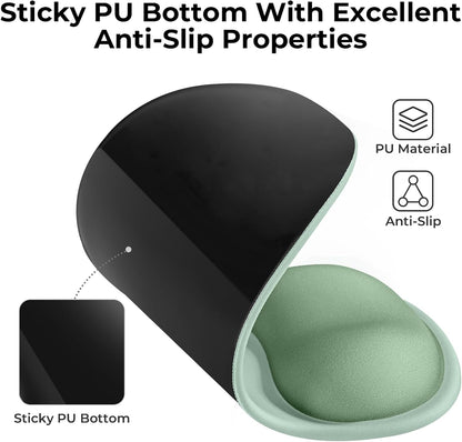 EooCoo Ergonomic Mouse Pad with Gel Wrist Rest Support, Middle Concave Design for Natural Wrist Alignment, Non-Slip Base Mousepad for Laptop, Computer, Office Desk Accessories, Carpal Tunnel Syndrome