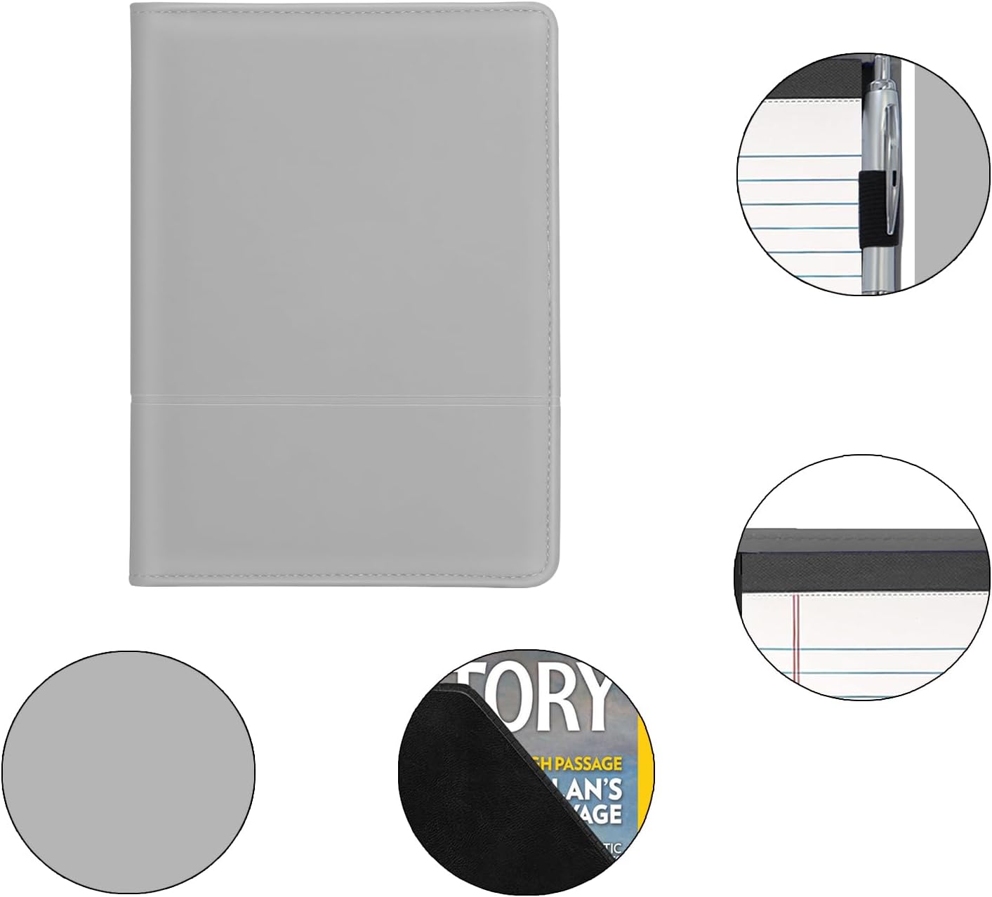 Padfolio/Portfolio Binder, Mini Padfolio Portfolio Binder 5 x 8 Legal Writing Pad, A5 Document Organizer Folder for Men Women, Black