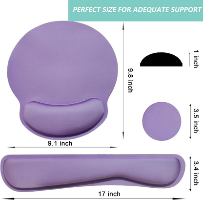 Keyboard Wrist Rest Pad Mouse Pad with Wrist Support Set of 3, Mousepad with Non-Slip Rubber Base, Ergonomic Memory Foam Mouse Wrist Cushion Support for Home Office Laptop Computer Gaming, Forest