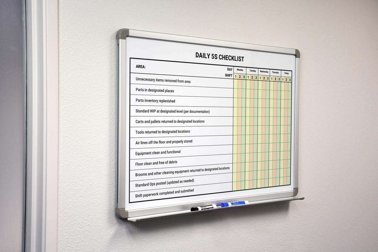 Daily 5S Checklist Whiteboard 36" x 24"
