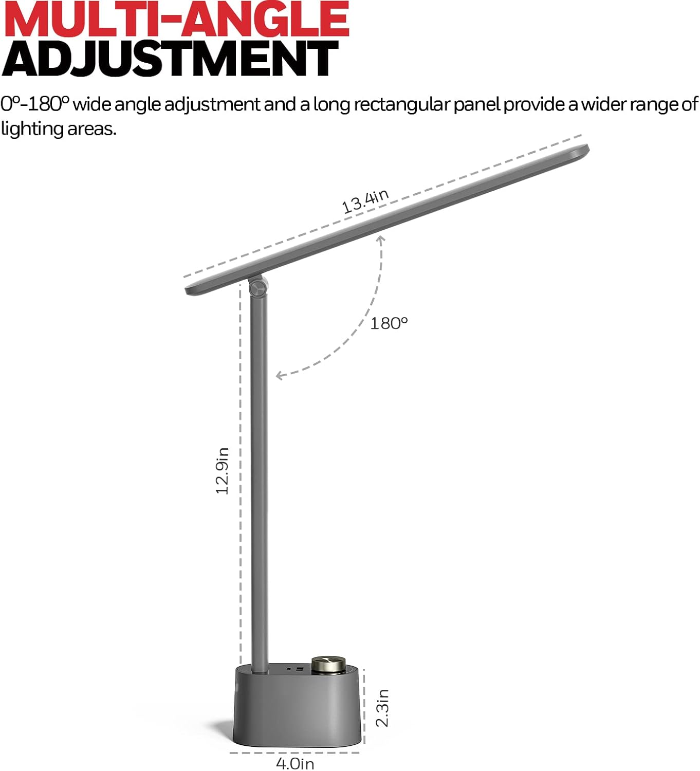 Honeywell Upgraded LED Desk Lamp - H01 Pro Sunturalux™ Foldable Desk Light with USB A+C Charging Ports, 3 Color Modes Dimmable Table Lamp for Home Office Reading(Black)