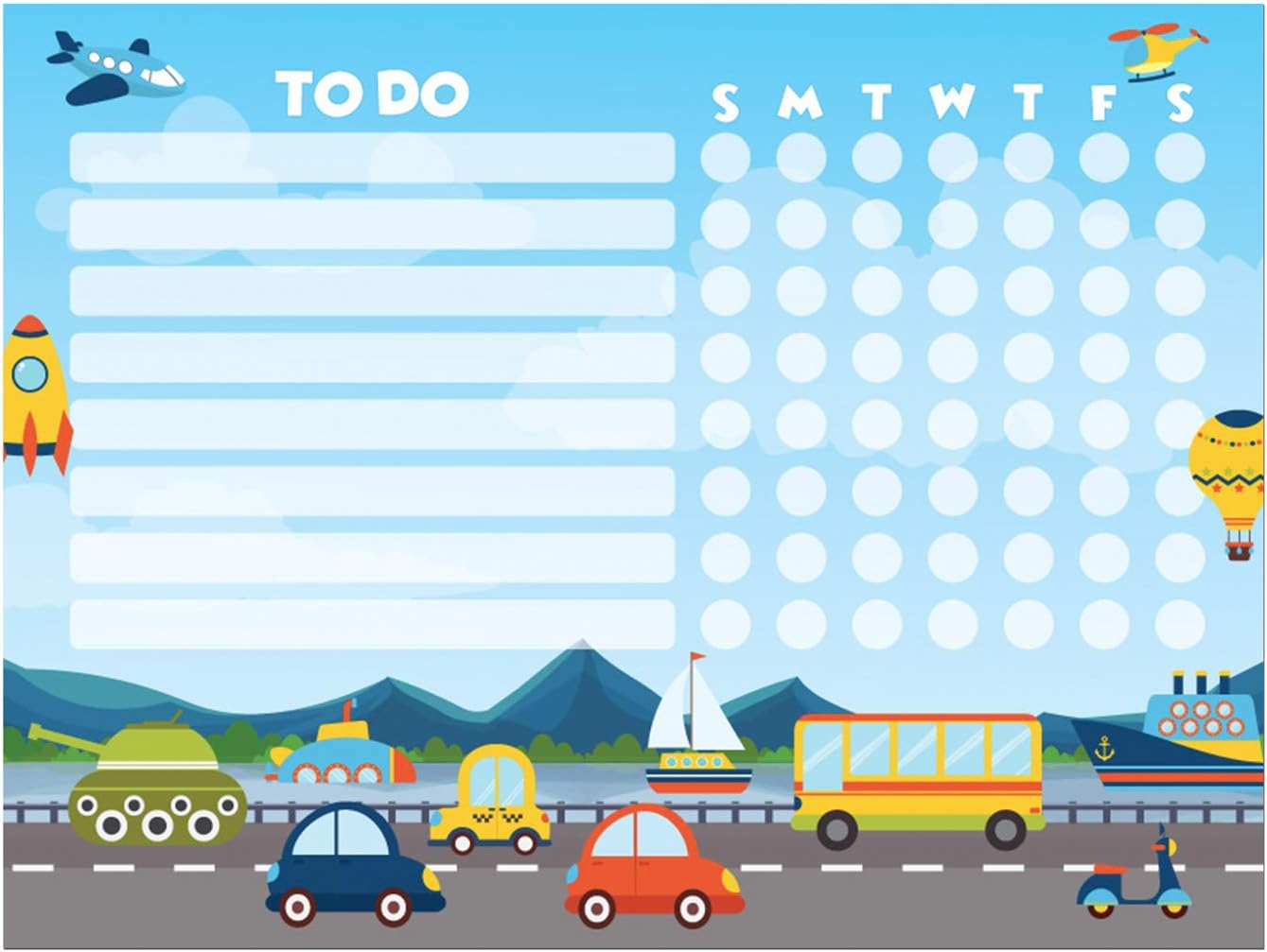 Dry Erase Whiteboard Task & Habit Tracker | Removable and Restickable Adhesive Decal | Fine-Tip Magnetic Marker Included | 9” x 12”