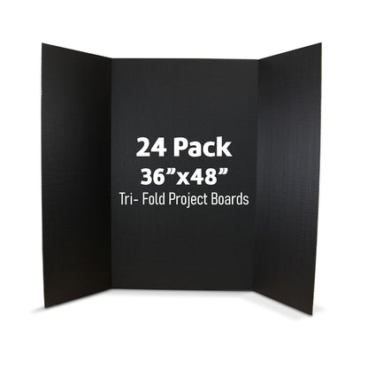 Flipside Products 36” x 48” Project Boards for Presentations, Science Fair, School Projects, Event Displays and Trifold Picture Board, Proudly Made in USA - Black - 4 Pack