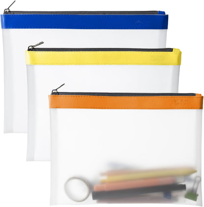 Mr. Pen- Clear Pencil Pouch, 8.50"x4.25", 3 Pack, Durable TPU Material, Medium Water-Resistant Pencil Bags with Smooth Zipper, Multipurpose Clear Pouch for Stationery, School, Office, Travel Supplies