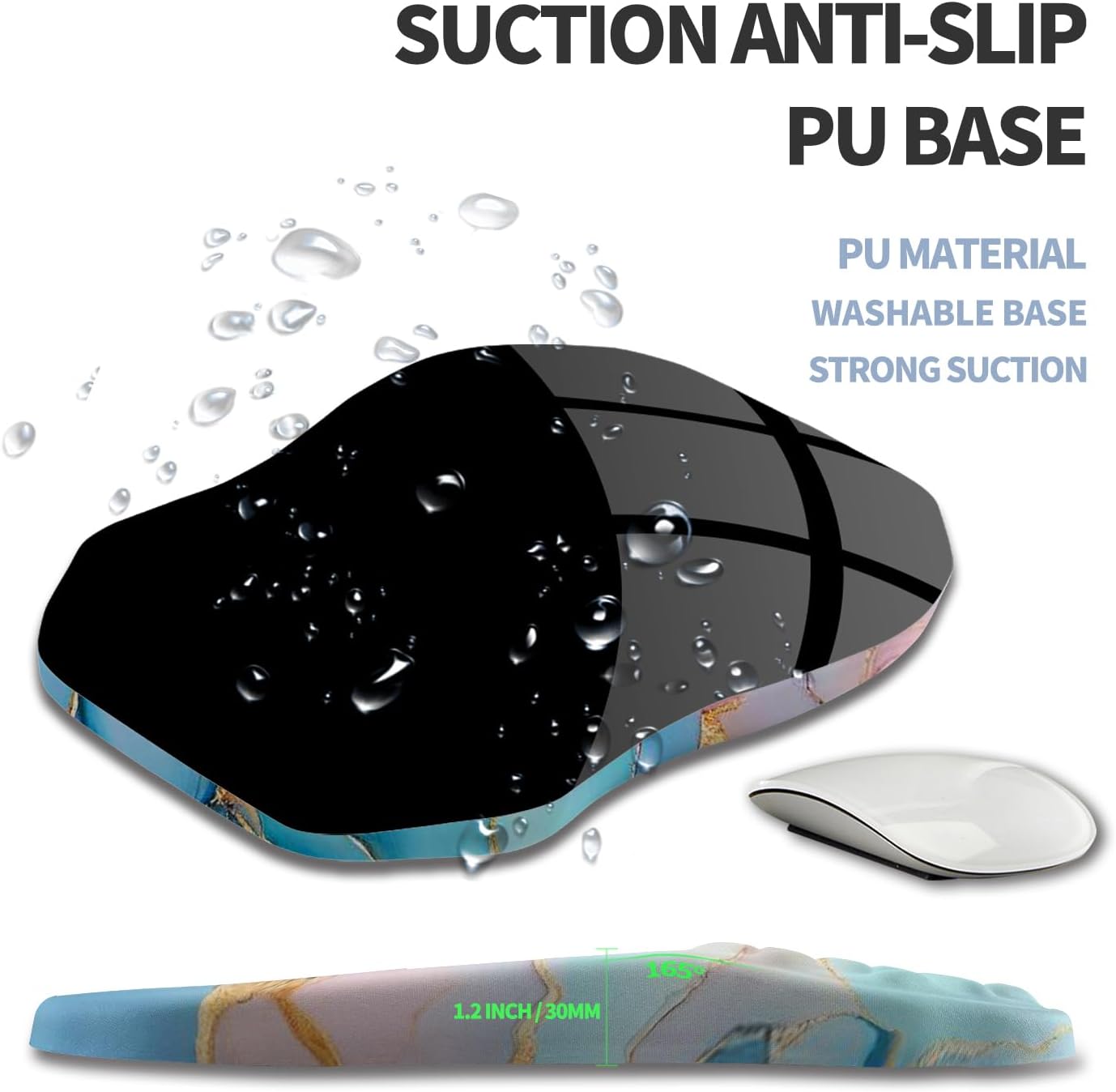 Ergonomic Raised Mouse Pad Wrist Support with Bilateral Slope Memory Foam Mousepad for Wrist Rest and Carpal Tunnel Pain Relief 11.8x7.9〃 Black