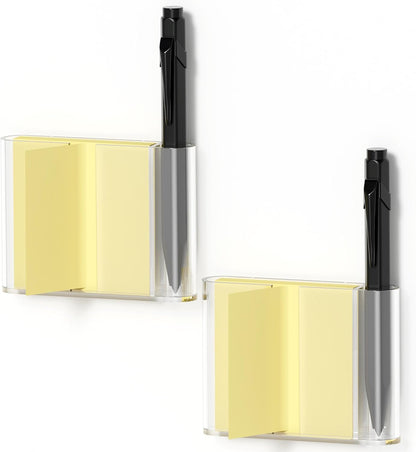 Sticky Note Dispenser, Magnetic Sticky Note Holder for Post It Notes, 3 x 3 Inch Sticky Note Pen Organizer for Office Home Classroom, Black