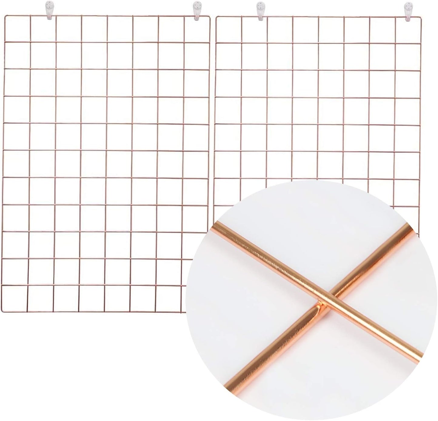 Wall Grid Silver Wire Photo Grid Panels Desk Wall Organizer Metal Memo Board, 25.6" x17.7, 2 Pack