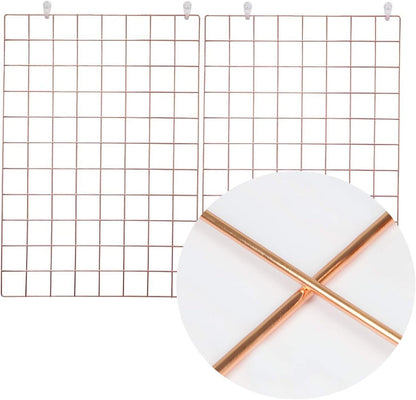 Wall Grid Silver Wire Photo Grid Panels Desk Wall Organizer Metal Memo Board, 25.6" x17.7, 2 Pack