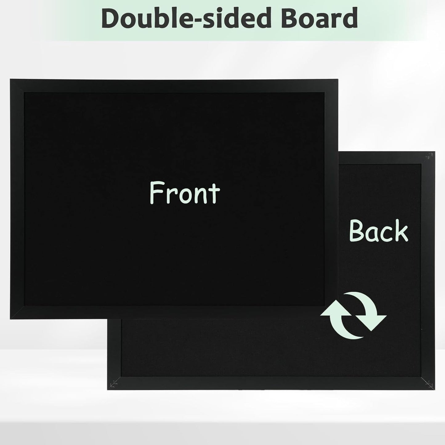 DOLLAR BOSS Bulletin Boards with Linen 1-Pack 16''X 12'' Double-Sided Cork Board for Walls Wood Framed Bulletin Boards, Small Pin Board for Home Kitchen Office Decorative Hanging 10 Pushpins