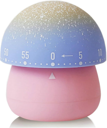 Mechanical Kitchen Timer, Cute Mushroom Timer for Kids, Wind Up 60 Minute Manual Countdown Timer for Classroom, Home, Study and Cooking (Grey Base)