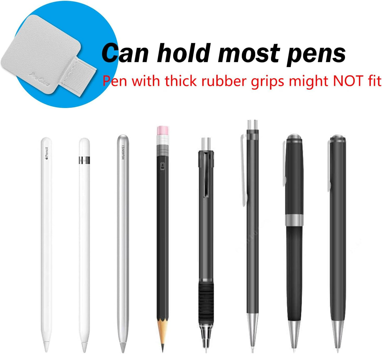 ProCase (5 Pack) Pen Loop Holder for Notebooks Journals Planners Tablet Case, Self Adhesive Leather Pencil Holder with Elastic Loop for Pens, Apple Pencil, Stylus Pen -Black