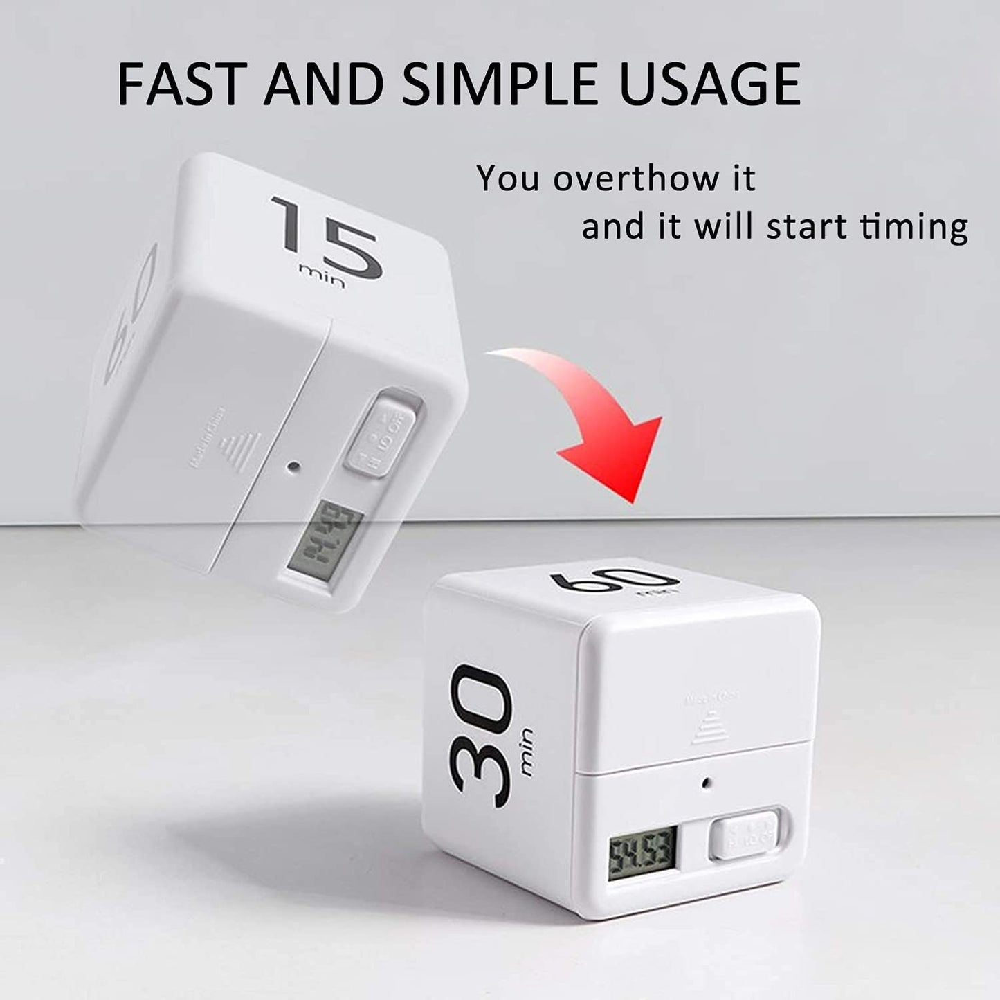 Cube Timer, Kids Timer with Gravity Sensor Flip 15 20 30 60 Mins Countdown Settings for ADHD, Time Management, Classroom, Productivity Workout, Kitchen, Cooking, Study (Pink)