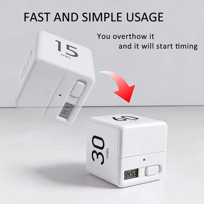 Cube Timer, Kids Timer with Gravity Sensor Flip 15 20 30 60 Mins Countdown Settings for ADHD, Time Management, Classroom, Productivity Workout, Kitchen, Cooking, Study (Pink)
