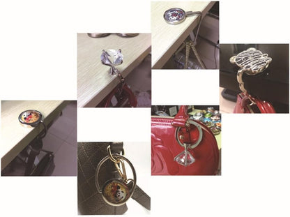 Multiple Hearts Style Premium Foldable Handbag Bag Purse Hanger Table Hook Holder (Gray)