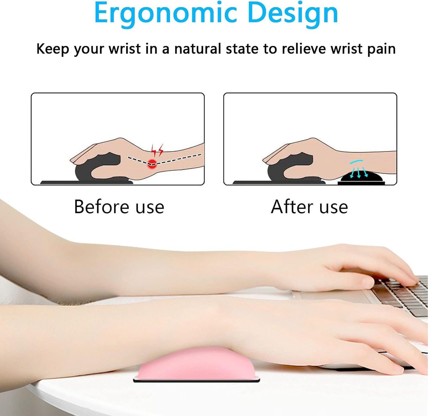 Dapesuom Mouse Wrist Rest, Ergonomic Memory Foam Mouse Wrist for Computer Desk Mats Support, PU Leather Hand Rest Pad Cushion for Gaming, Laptop, Men, Women, Pain Relief & Easy Typing, Black