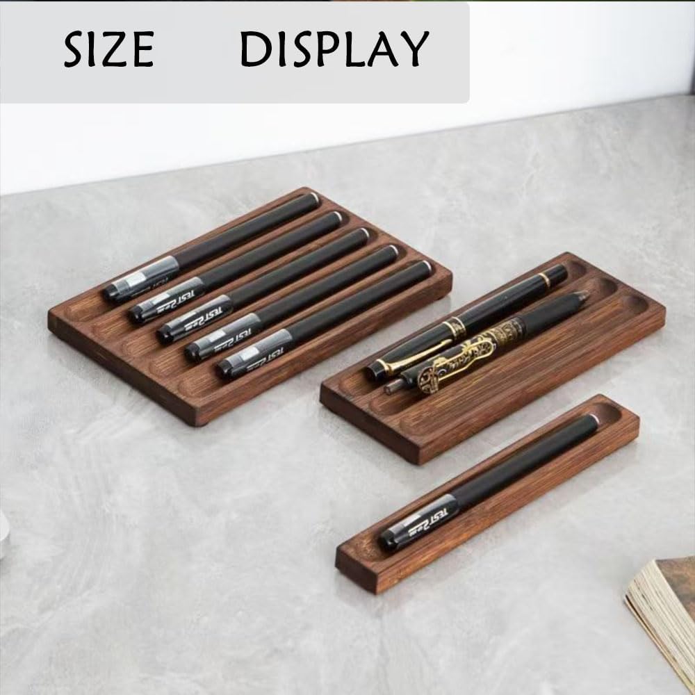 Pen holder Organizer of Office desks, Walnut Desk Pen Stand,Wave Pen Tray Accessory,Suitable for School,Home,Desktop Office Art Accessories(Walnut, 3 Grid).