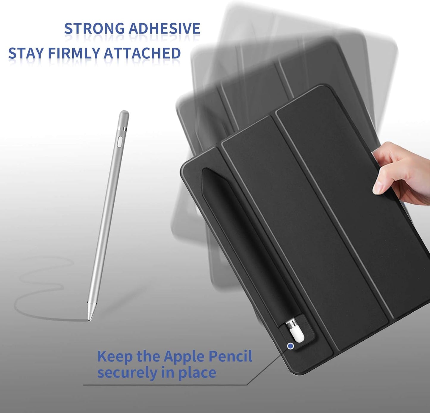 2 Pack Pencil Holder for Apple Pencil 1st 2nd Generation, YUOROS Adhesive Pencil Sleeve for iPad iPad 9th/8th Gen, Tablet Stylus Surface Pen (Black, Black)