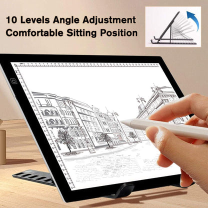 HUAYEYC B4 LED Copy Board Light Tracing Box, 3 Levels Adjustable Brightness Light Pad, for Tattoo Drawing, Streaming, Sketching, Animation, Stenciling, Vinyl Weeding, with 4Pcs Clip and Stand
