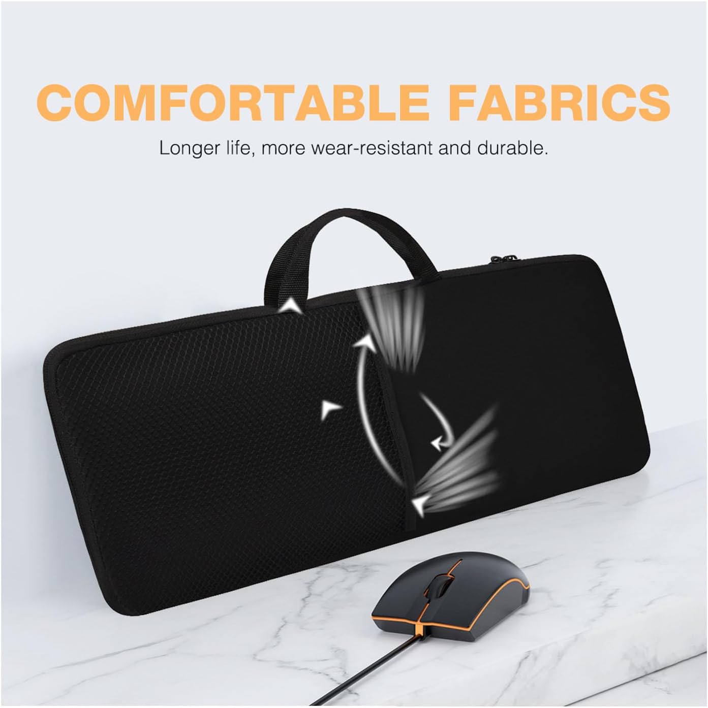 Wireless Keyboard Mouse Sleeve Travel Case,for Logitech Mk345 Wireless Keyboard,Mouse Storage and Cable Storage Pouch,Soft Neoprene Dust and water resistant bag(Black)