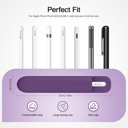 MoKo Pencil Case Holder, Adhesive Silicone Pencil Protected Sleeve Compatible with Apple Pencil Pro/ (USB-C)/ 1st/ 2nd Generation, Similarly Sized Styluses Accessories, Black