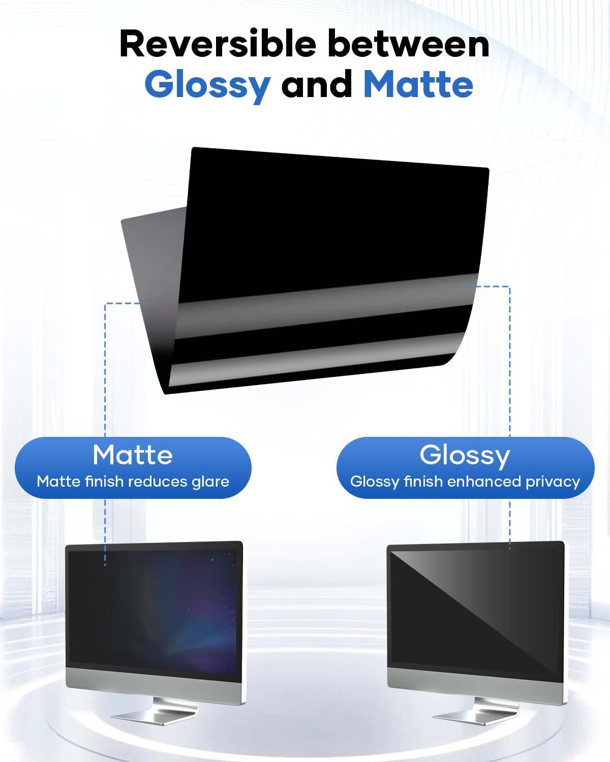 [2 Pack] 24 Inch Computer Privacy Screen for 16:9 Aspect Ratio Widescreen Monitor, Eye Protecting Anti-glare Blue Light Display Screen Privacy Protection, Removable Anti-scratch Coating