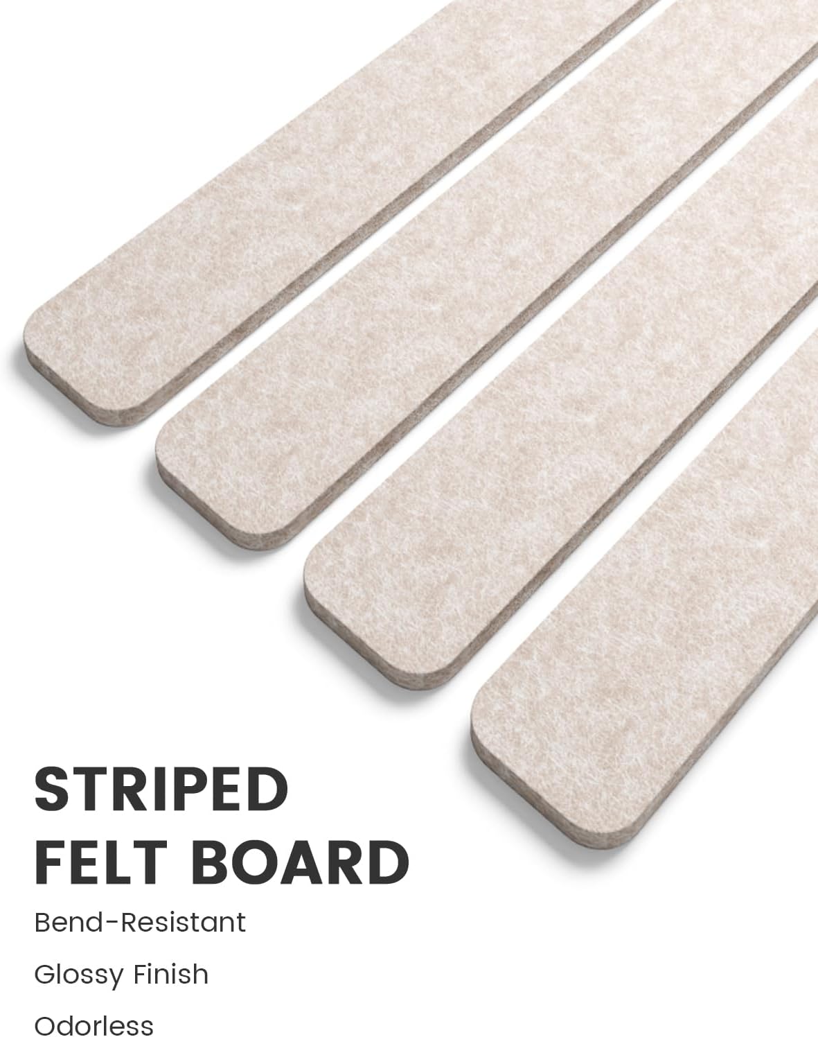 Fluxynara Cork Board Alternative Felt Strip Board 8-Pack 13"x2", Office Pin Board with 50 Push Pins, Adhesive Install for Bedroom Door & Home Office(Linen Dusk)