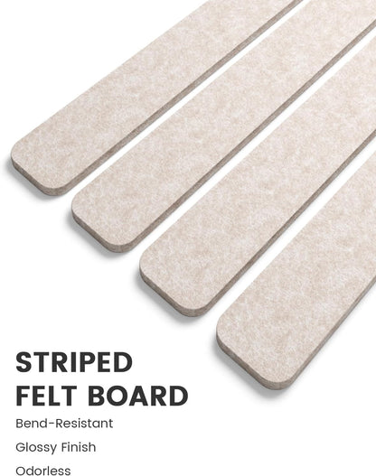 Fluxynara Cork Board Alternative Felt Strip Board 8-Pack 13"x2", Office Pin Board with 50 Push Pins, Adhesive Install for Bedroom Door & Home Office(Linen Dusk)