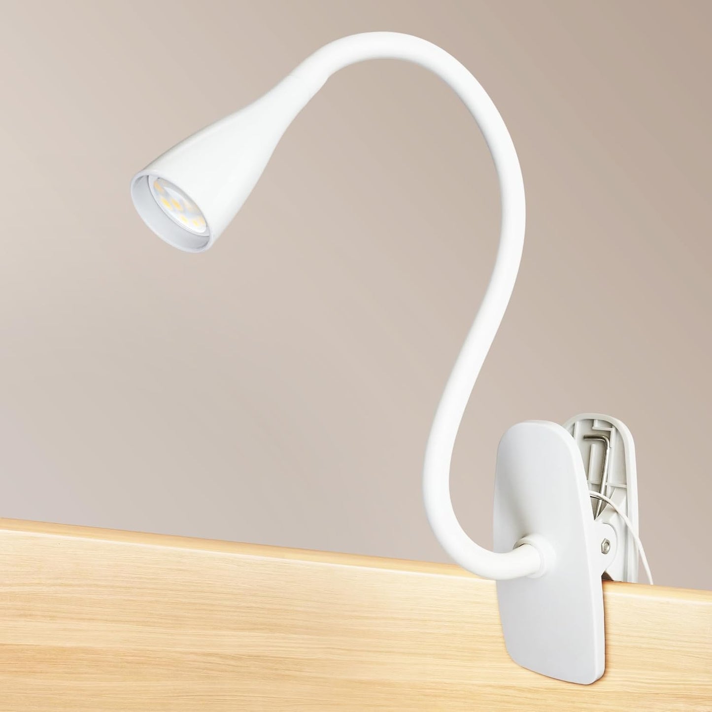 Book Light for Reading in Bed, Eye-Caring LED Reading Light, 360° Flexible Clip on headboard lamp, 5W 3000k Desk Lamp with Clamp for Bedroom, Office, Painting, Workbench and Sewing, Black