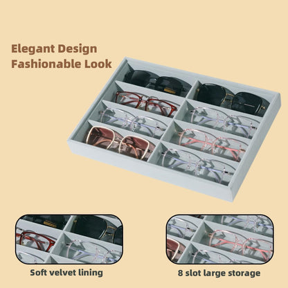 Glasses Holder Box Drawer Sunglass Organizer for Men Clear Storage Case 8 Slot Multiple Reading Glasses Display