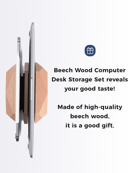 Dual Laptop Holder Adjustable Vertical Laptop Stand, 2 Slots MacBook Stand Wood,Wooden Laptop Stand,Vertical Laptop Holder for Desk, Widen Dock Fits All MacBook/Surface pro