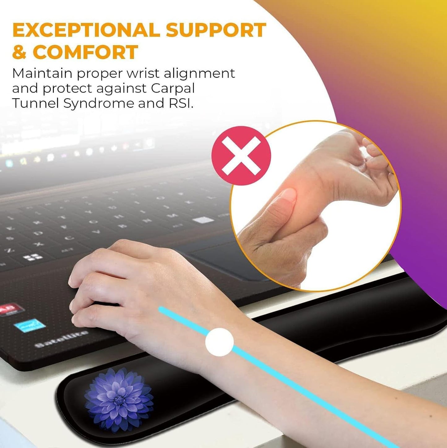 Mouse Pad with Wrist Support, Ergonomic Gel Mouse Pad Beautiful Flowers,Pink Hyacinths on Wood Panel，Non-Slip Durable, Memory Foam Keyboard Wrist Rest, Suitable for Office Typing Games