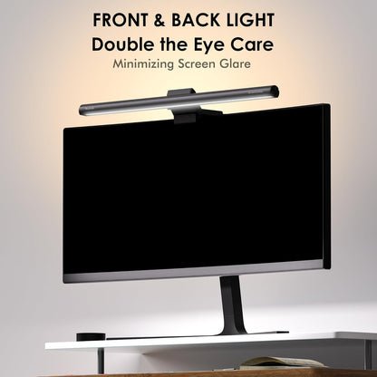 Quntis Monitor Light Bar with Remote, 16.7'' Eye Care No Glare Computer Light Bar with Backlight, Auto-Dimming & Timer, Stepless Dimming Monitor Lamp for Desk Gaming Home Office Curved Monitors