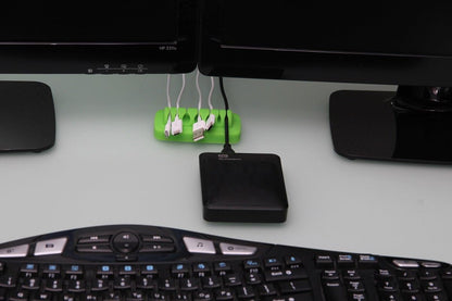 Desktop Cable Organizer, Weighted, Eco-Friendly Silicone, No Bad Smell, Bundled with 4 Reusable Cable Ties (Black)