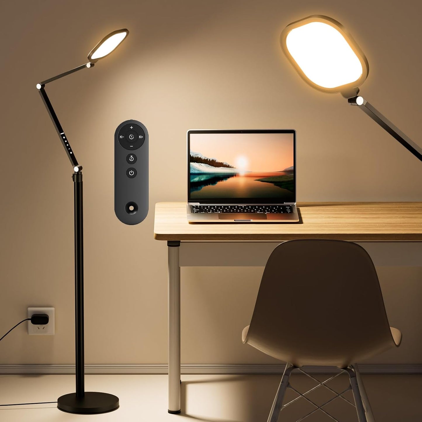 LitONES Video Conference Lighting for Computer, Dimmable Light for Video Recording, Meeting, Laptop & Webcam, 15W Ring Light for Desk with C- Clamp, Swing Arm, Remote, Memory & Timer CRI >95