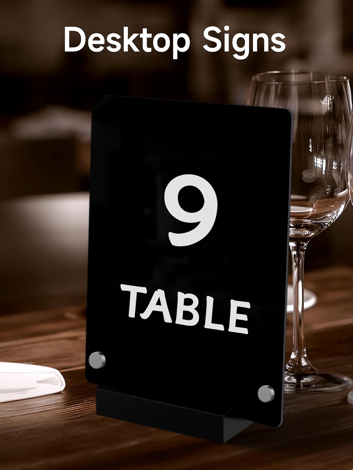 Acrylic Black Dry Erase Board with Stand - 8” x 6” Small Desktop Whiteboard with Marker, Reusable Desk Blackboard, to-Do List, Planner, Memo Clipboard, Menu Board for Office, Home, Bar