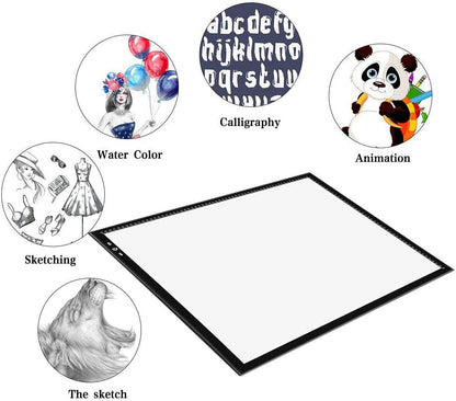 HSK B4/A3s LED Artist tracing Light Box Copy Table, Adjustable High Brightness Light Pad for Tatto Drawing, Sketching, Animation,Diamond Painting Accessories